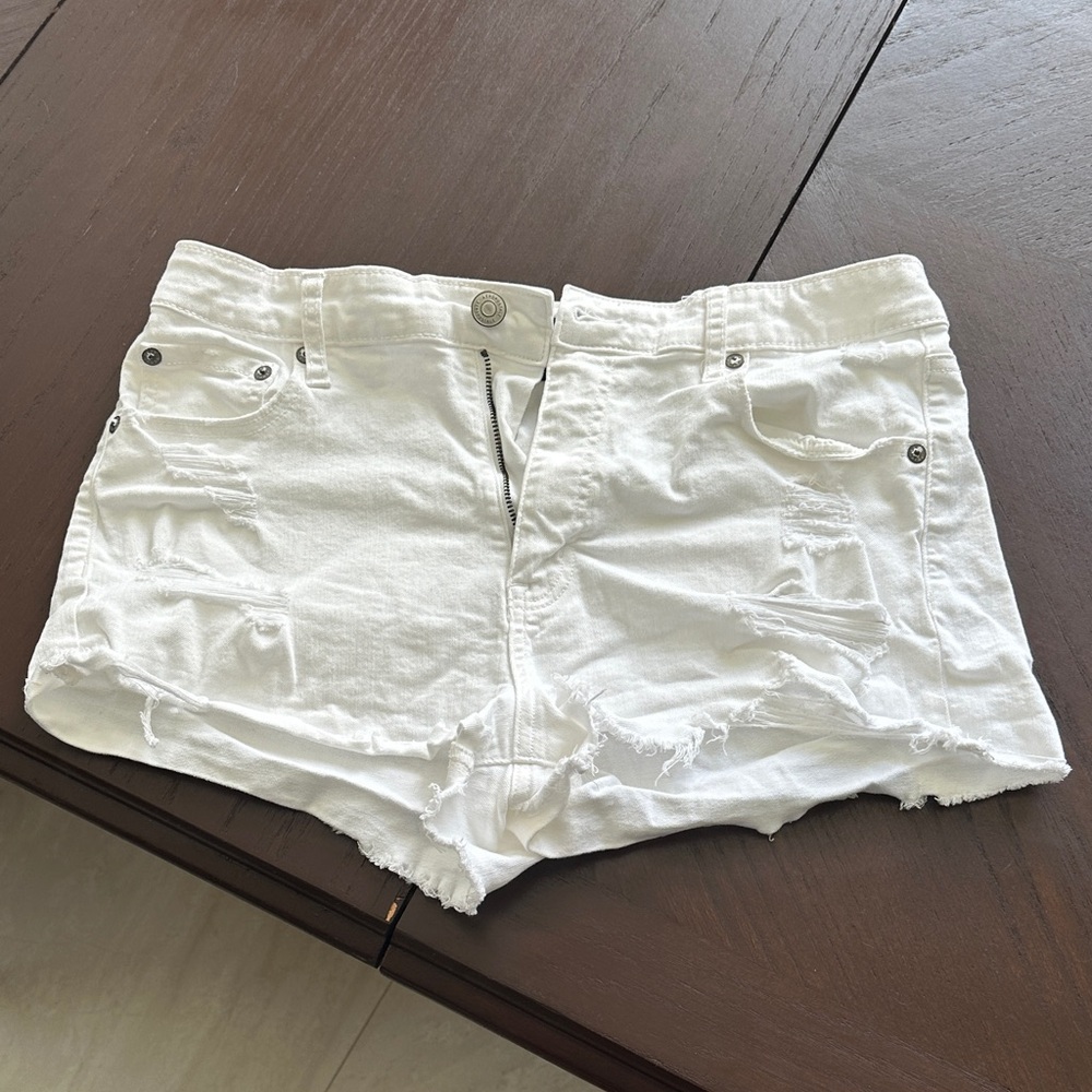 Aeropostale White Distressed Jean Shorts
